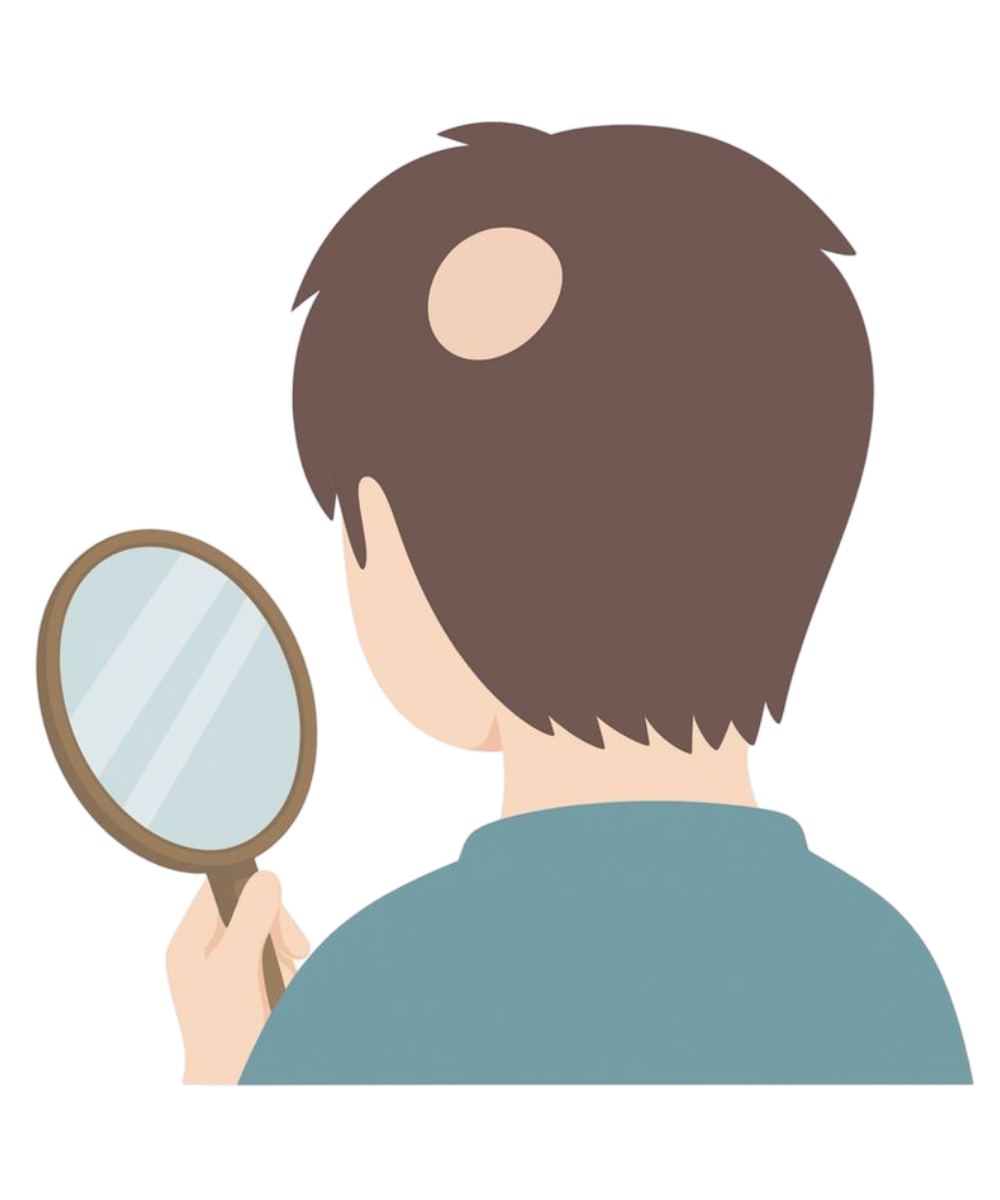 円形脱毛症に悩む男性のイラスト（スマホ用）